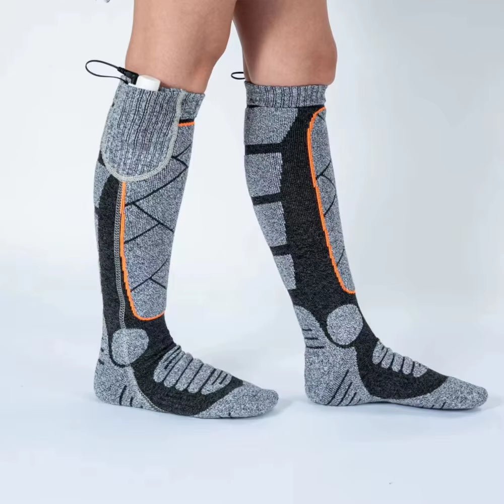 USB Rechargeable Electric Heated Socks 3 Heating Modes Winter Socks Outdoor Skiing Foot Warmer Heating Socks for Men/Women
