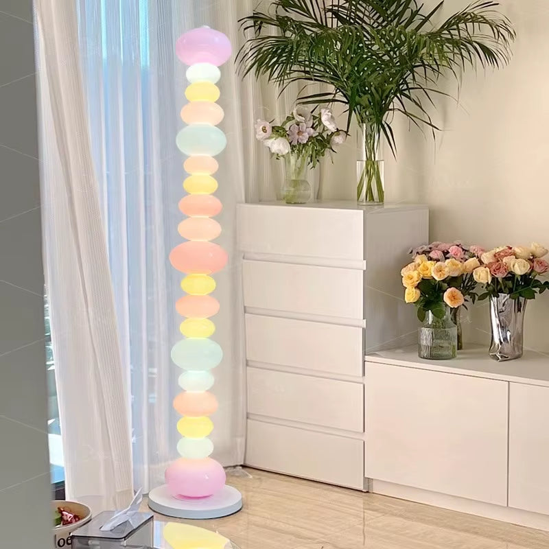 Rainbow Macaron Candy Floor Lamp Colorful Glass Living Room Bedroom Ambient Lighting Room Decoration Light Floor Lamp LED