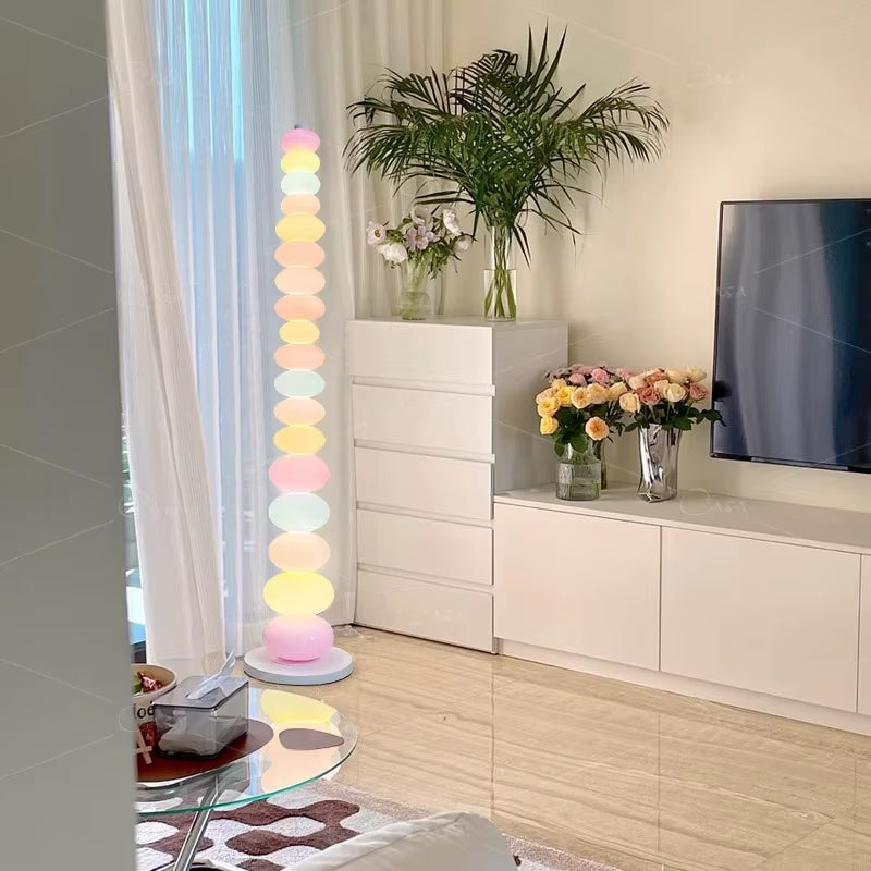 Rainbow Macaron Candy Floor Lamp Colorful Glass Living Room Bedroom Ambient Lighting Room Decoration Light Floor Lamp LED