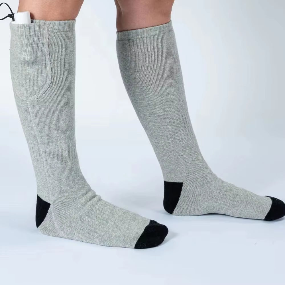 USB Rechargeable Electric Heated Socks 3 Heating Modes Winter Socks Outdoor Skiing Foot Warmer Heating Socks for Men/Women