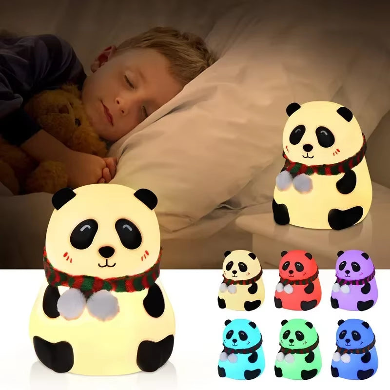 Baby Night Light Timing USB Rechargeable Panda Nursery Sleeping Lamp Portable beside Touch Lamp for Room Decoration