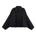 New 2025 Women Suede Textured Bomber Jacket Long Sleeve Lapel Collar Loose Coats Casual Female Outerwear Chic Tops