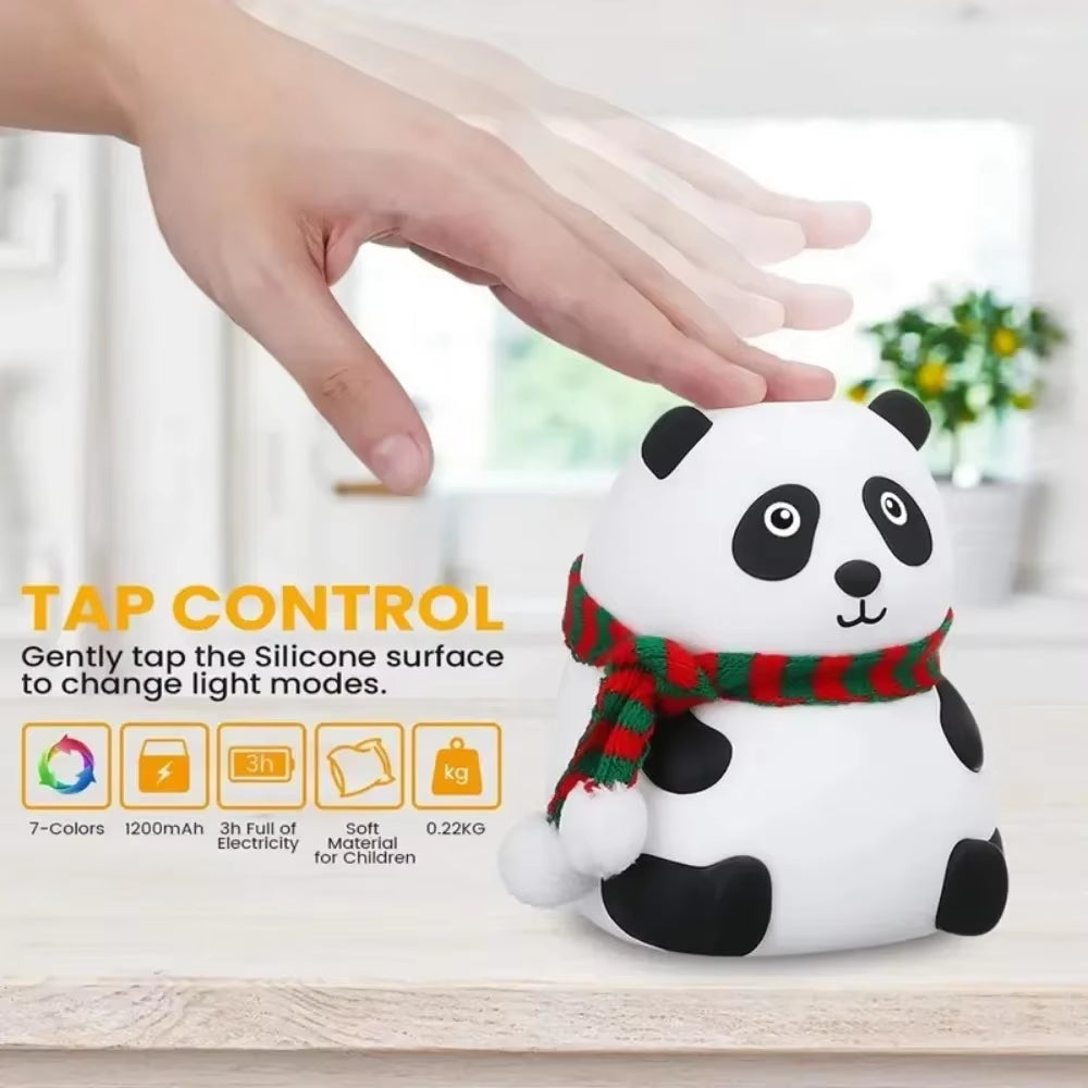 Baby Night Light Timing USB Rechargeable Panda Nursery Sleeping Lamp Portable beside Touch Lamp for Room Decoration