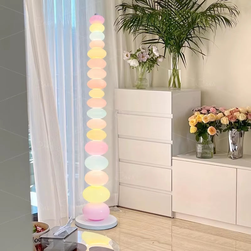 Rainbow Macaron Candy Floor Lamp Colorful Glass Living Room Bedroom Ambient Lighting Room Decoration Light Floor Lamp LED