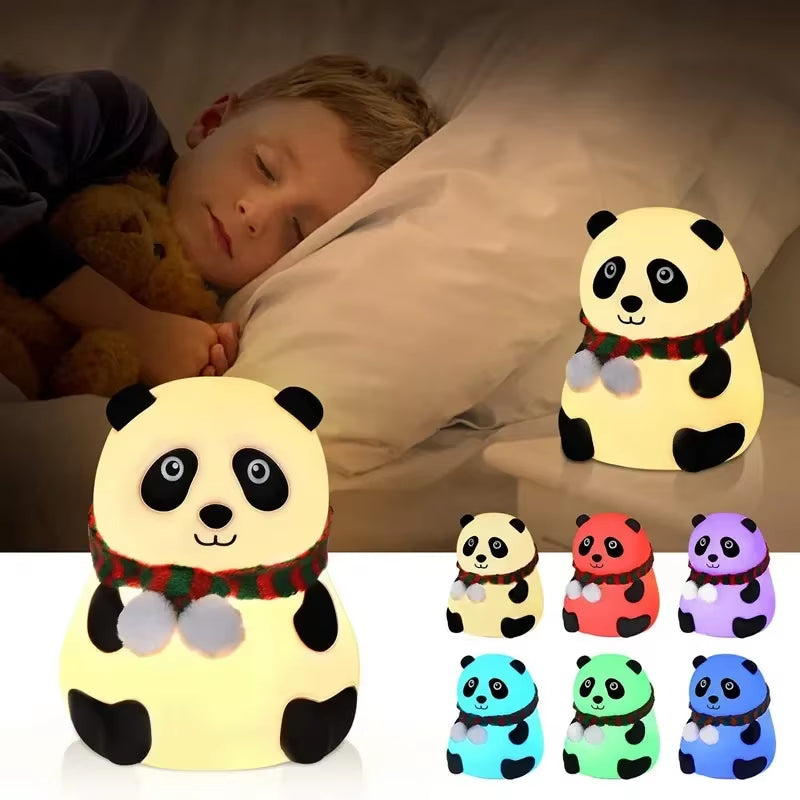 Baby Night Light Timing USB Rechargeable Panda Nursery Sleeping Lamp Portable beside Touch Lamp for Room Decoration