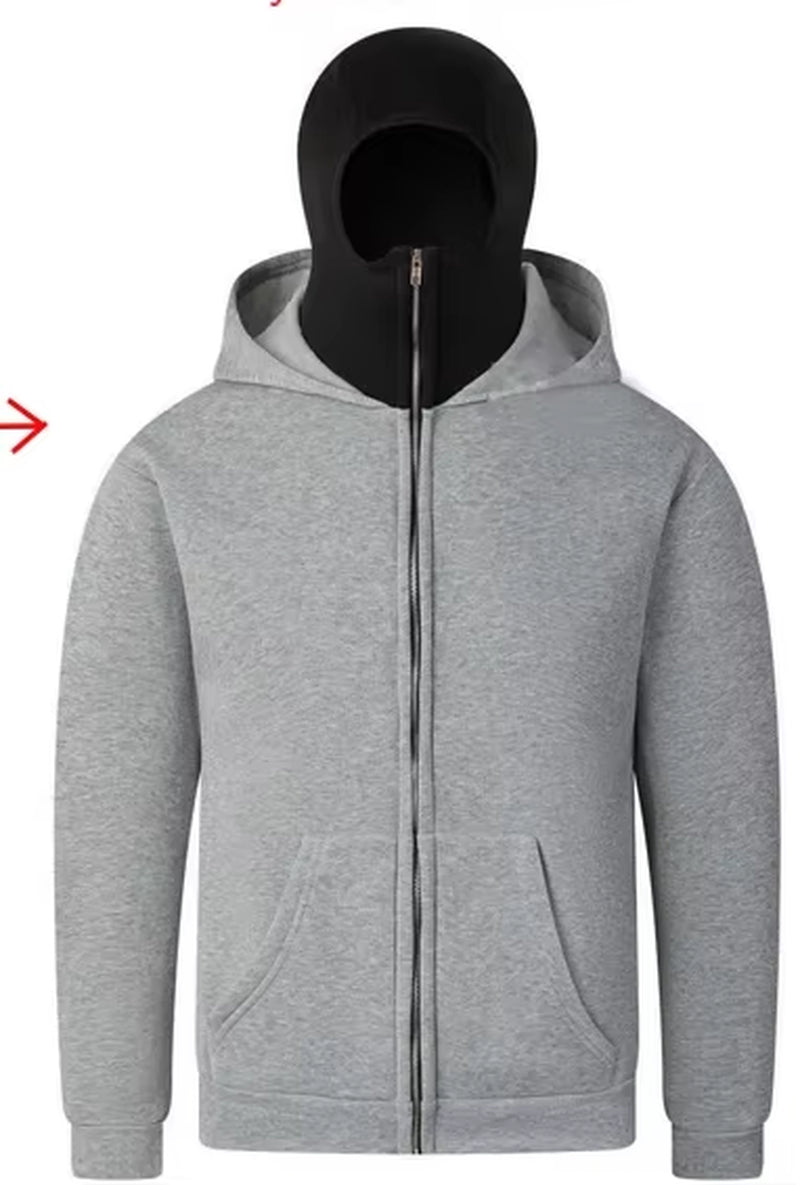 Men and Women Balaclava Y2K Gothic Harajuku Autumn and Winter New Item Double Hooded Sweatshirt Men'S Mask Zipper Sportswear