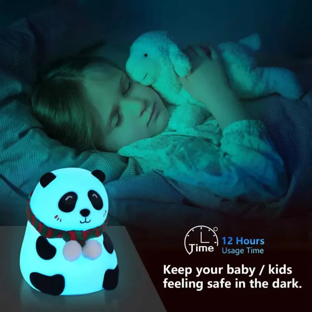 Baby Night Light Timing USB Rechargeable Panda Nursery Sleeping Lamp Portable beside Touch Lamp for Room Decoration