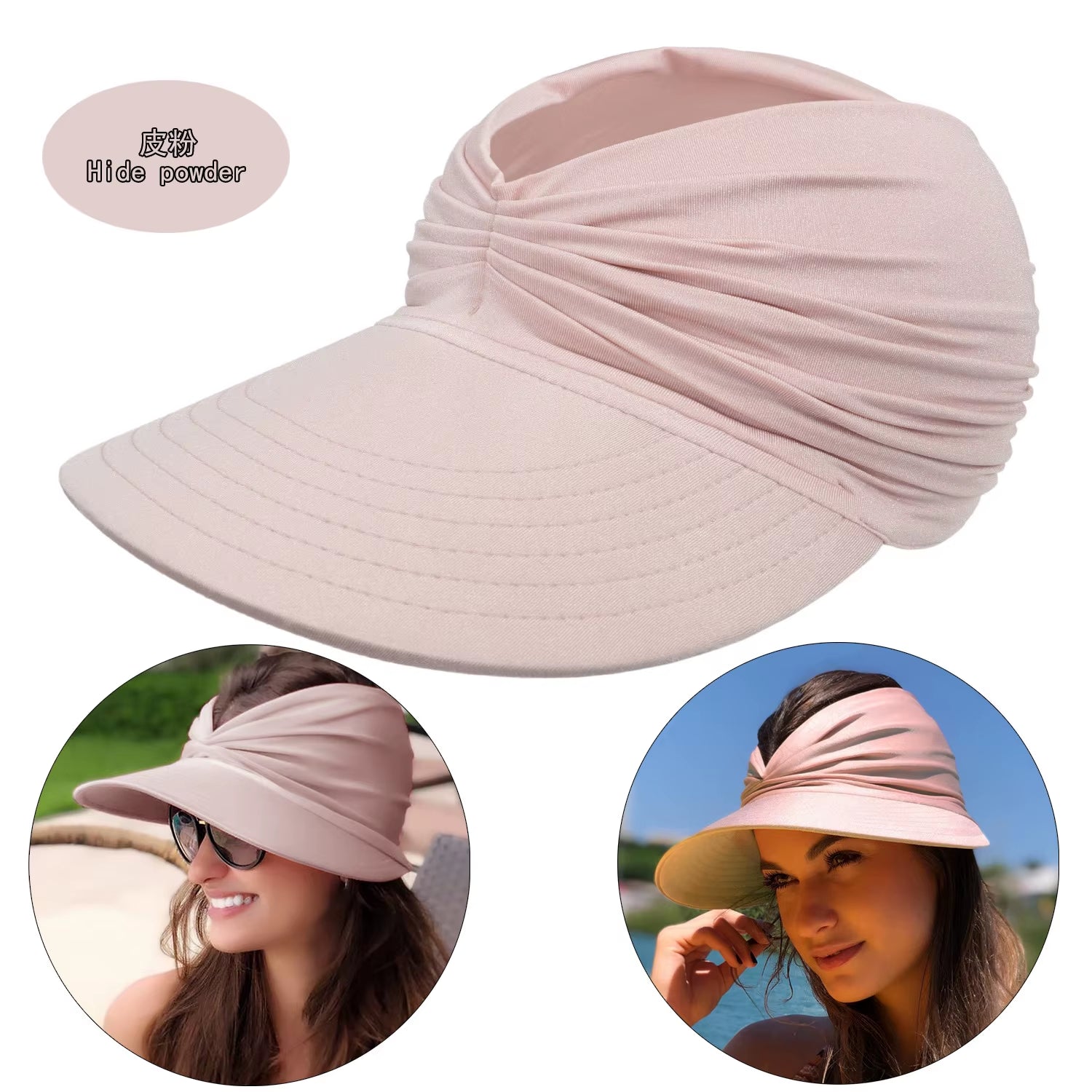 Beach Sun Hat for Women, Spring/Summer New Style with a Hollow Top, UV50+ Sun Protection Hat for Ladies, Outdoor Sports Hat